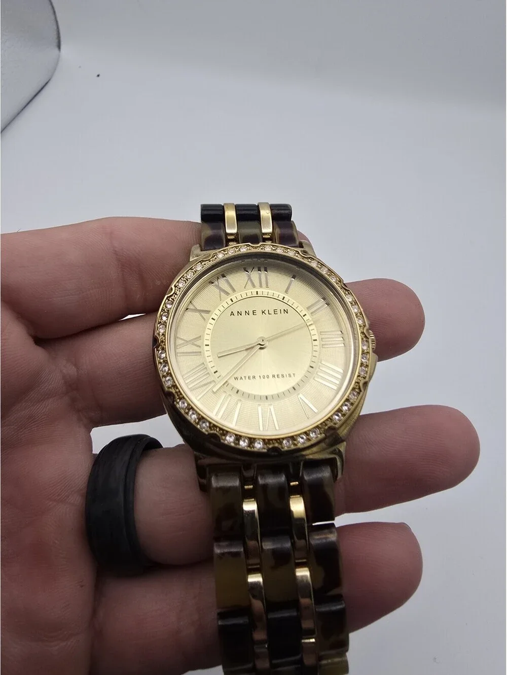 Anne Klein Women’s Quartz Analog Watch Gold Dial Roman Numerals 30m